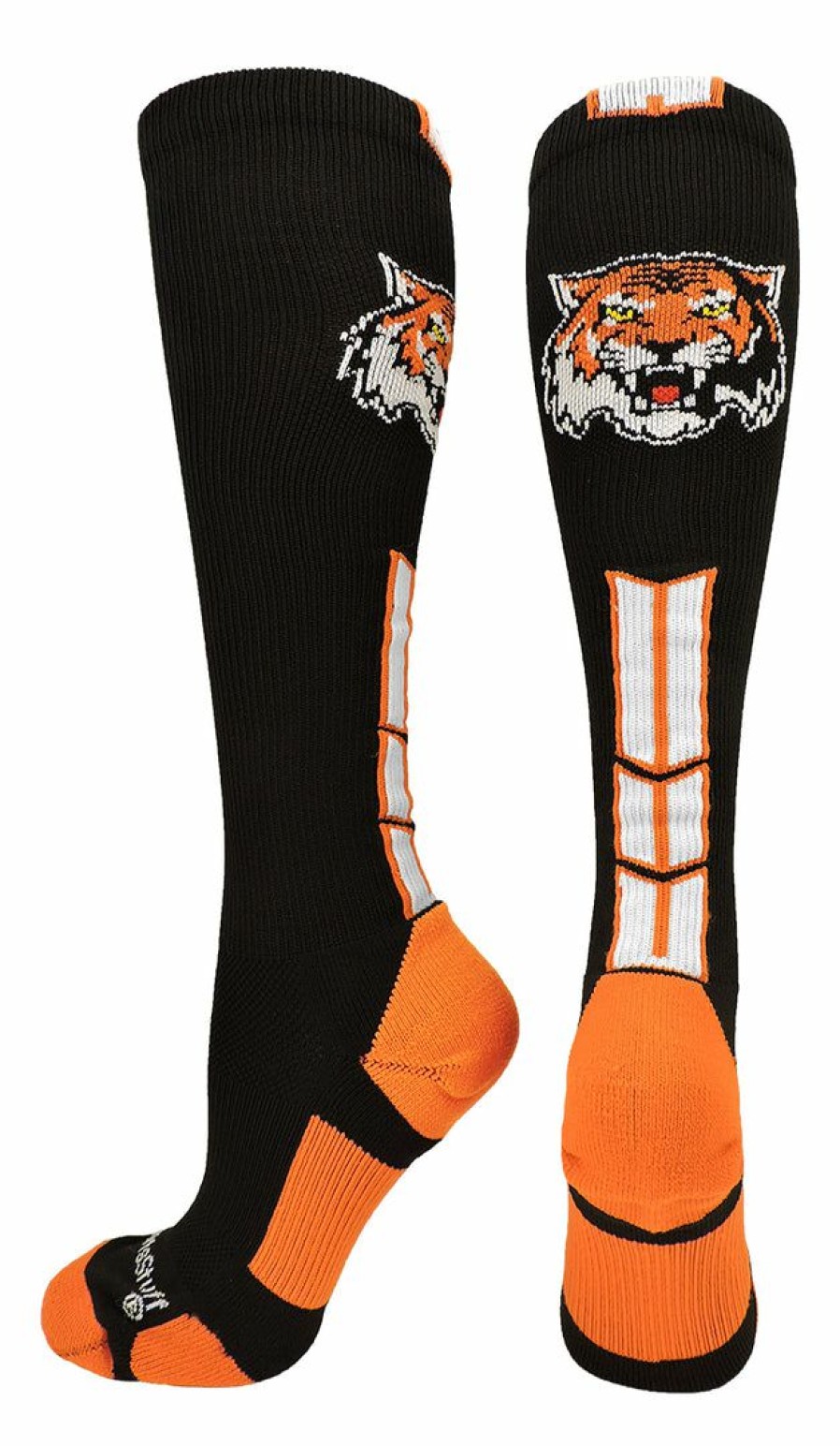 Ncaa Socks * | Brand New Madsportsstuff Tigers Logo Over The Calf Socks Black/Orange