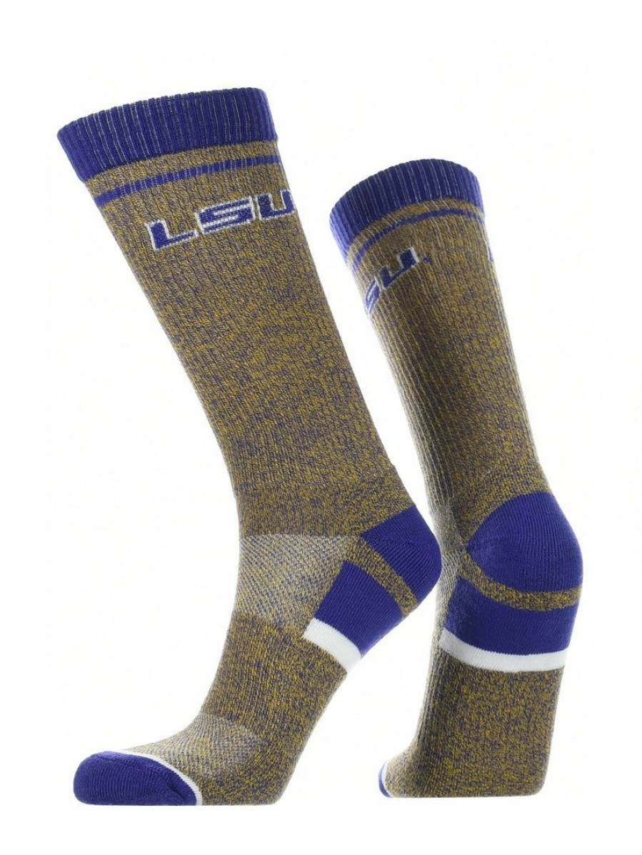 Ncaa Socks * | Hot Sale Tck All Schools Lsu Tigers Socks Victory Parade Crew Length Purple/Gold