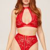 Lingerie * | Yandy Net Over It Red Bra Set