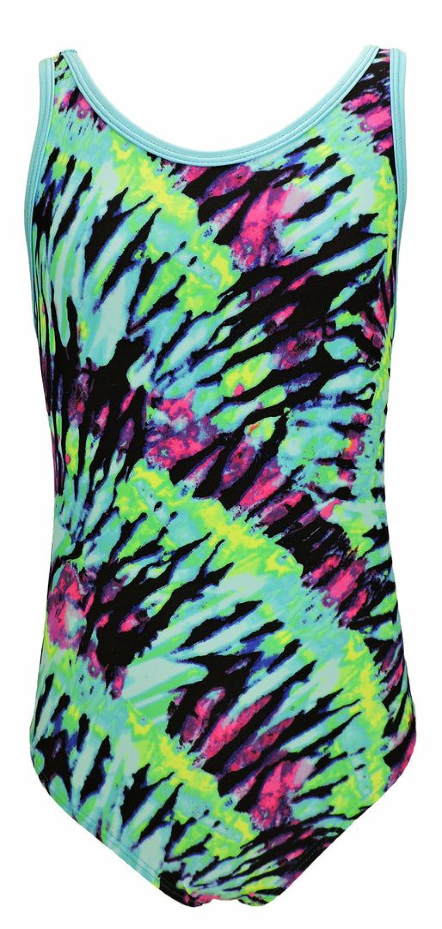 By Sport * | Cheap Madsportsstuff Tank Style Girls Gymnastics Leotard Leotards Aqua Tie Dye