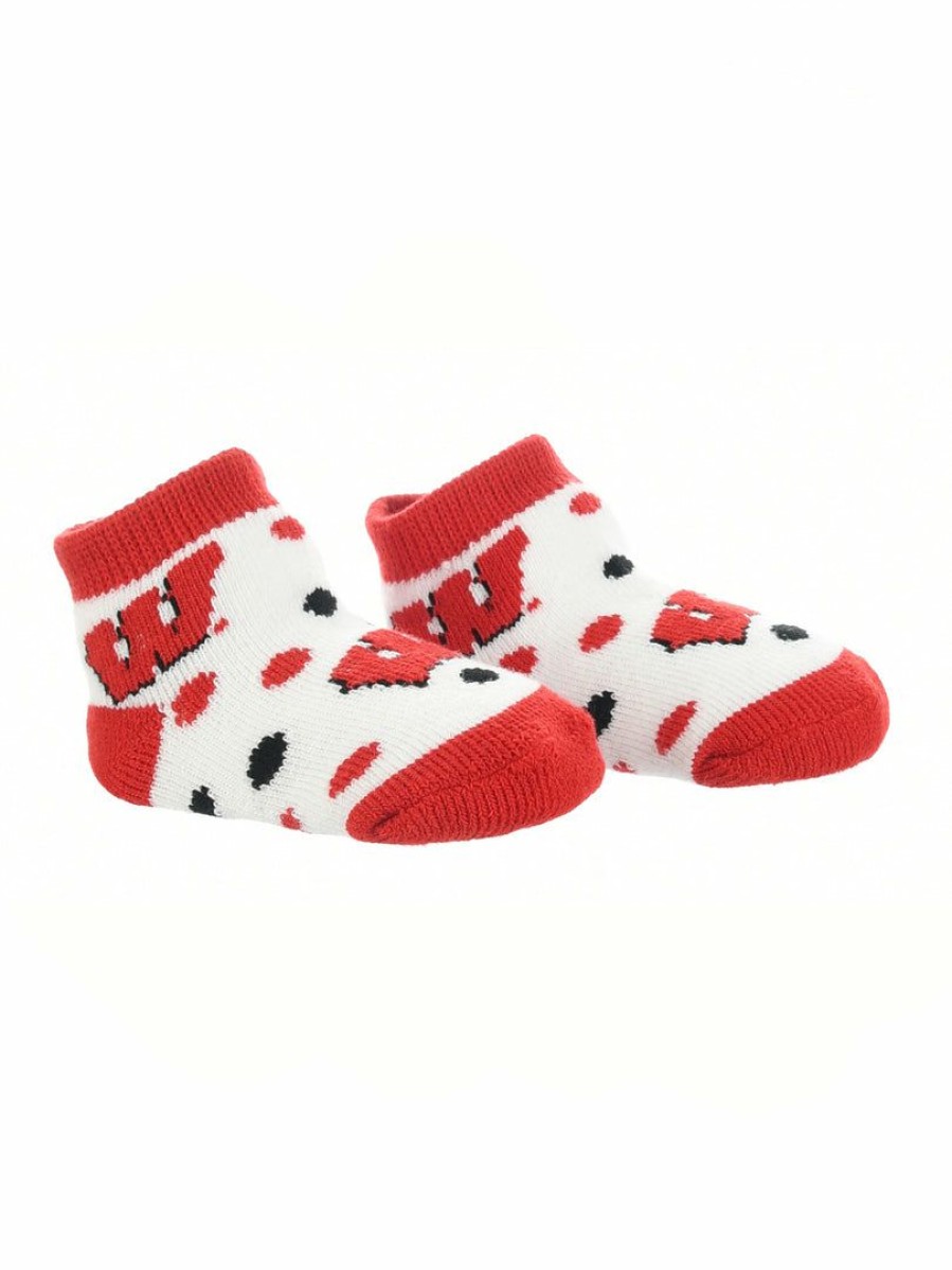 Ncaa Socks * | Buy Tck Wisconsin Badgers Toddler Socks Low Cut Little Fan All Schools Red/Black/White