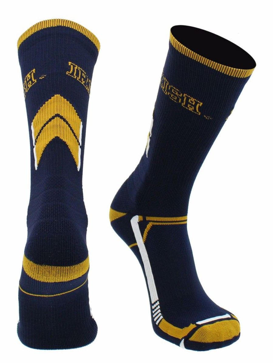 Ncaa Socks * | Flash Sale Tck Notre Dame Fighting Irish Socks Notre Dame University Fighting Irish Champion Crew Socks All Schools Blue/Gold