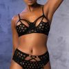 Lingerie * | Mapale Wide Net Strappy Bra And Garter Set