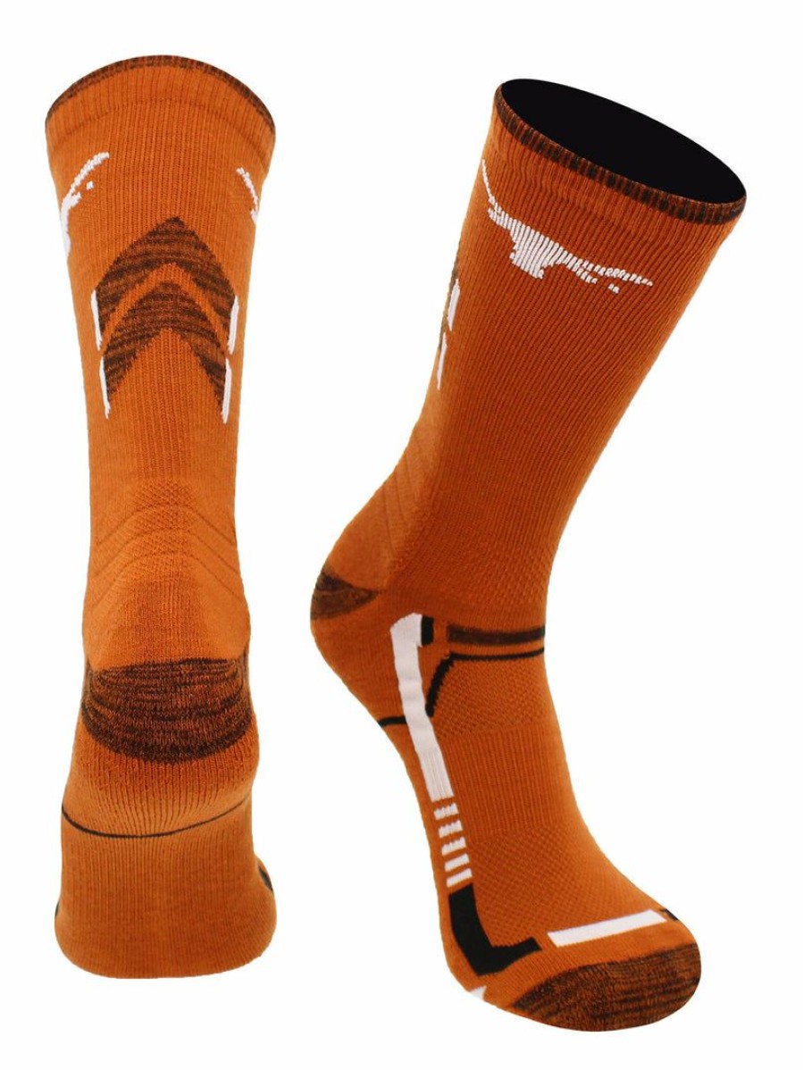 Ncaa Socks * | Cheap Tck Texas Longhorns Socks University Of Texas Longhorns Champion Crew Socks Texas Orange/White