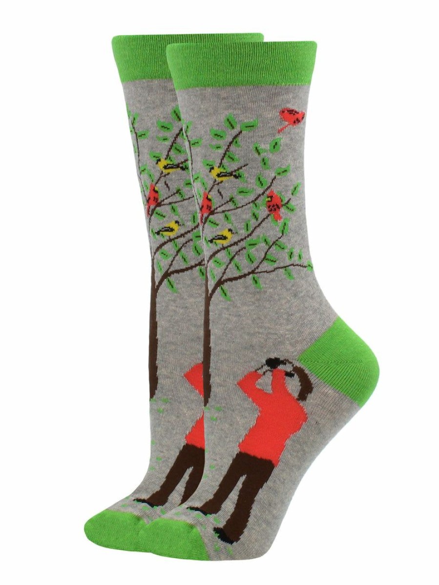 Ncaa Socks * | Budget Whd Bird Watcher Socks For Women Gift For Bird Lovers Gray