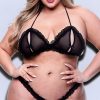 Lingerie * | Baci Plus Size Peekaboo Ruffled Crotchless Bra Set