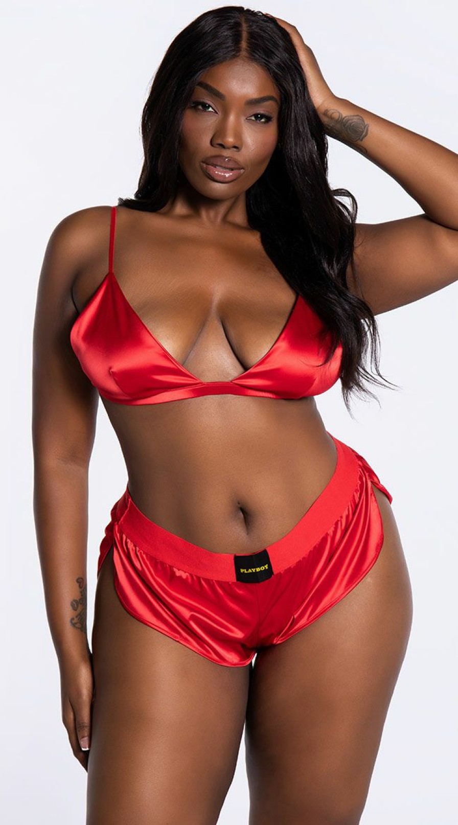 Lingerie * | Playboy Plus Size Dream On Satin Lounge Set