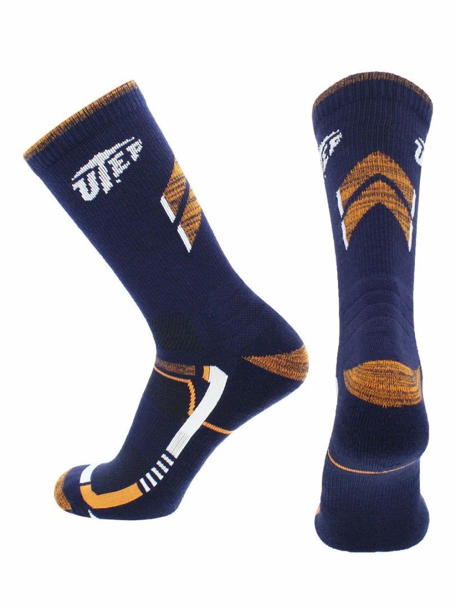 Ncaa Socks * | Best Deal Tck Utep Miners Socks University Of Texas El Paso Miners Champion Crew Socks All Schools Blue/Orange