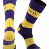 Ncaa Socks * | Best Reviews Of Tck All Schools Lsu Tigers Socks Game Day Striped Crew Socks Purple/Gold