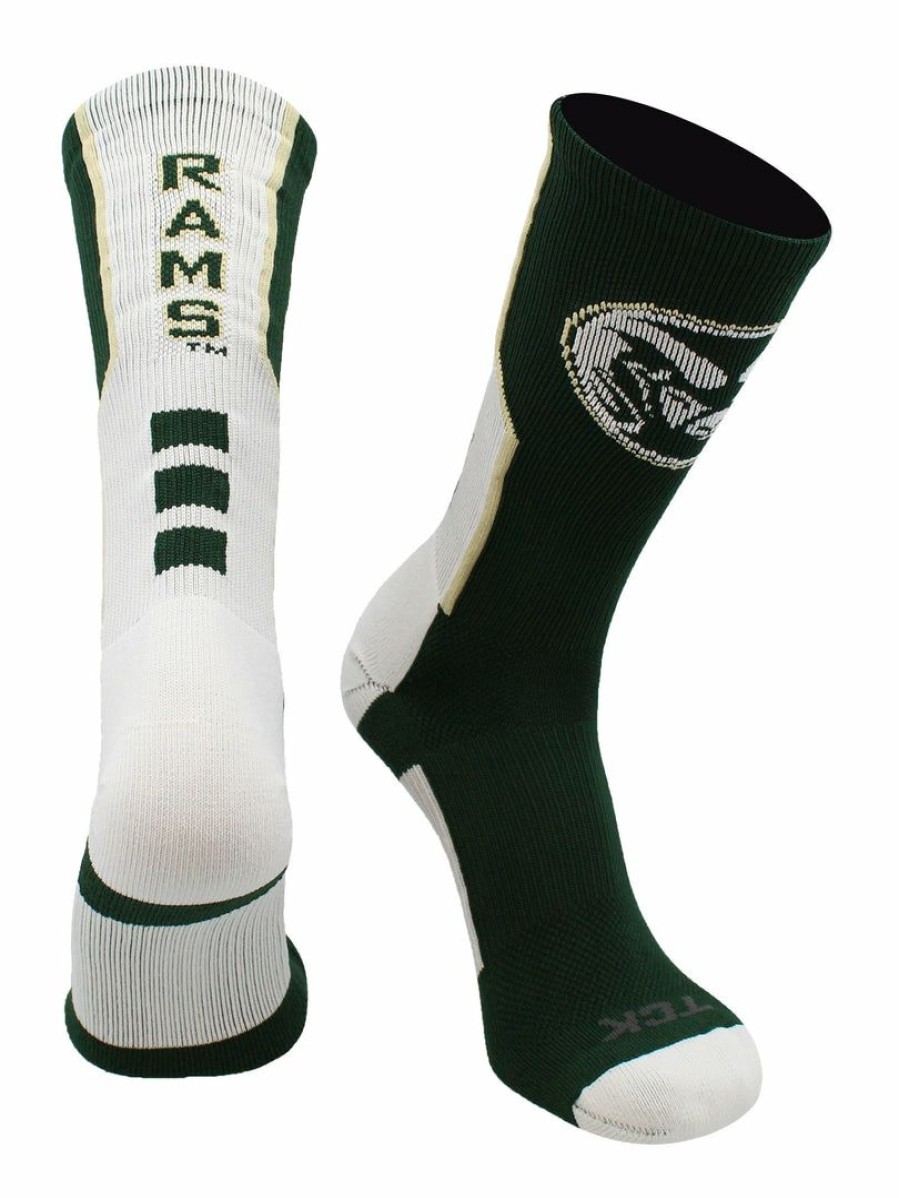 Ncaa Socks * | Top 10 Tck Csu Rams Socks Perimeter Crew Dark Green/White/Vegas Gold