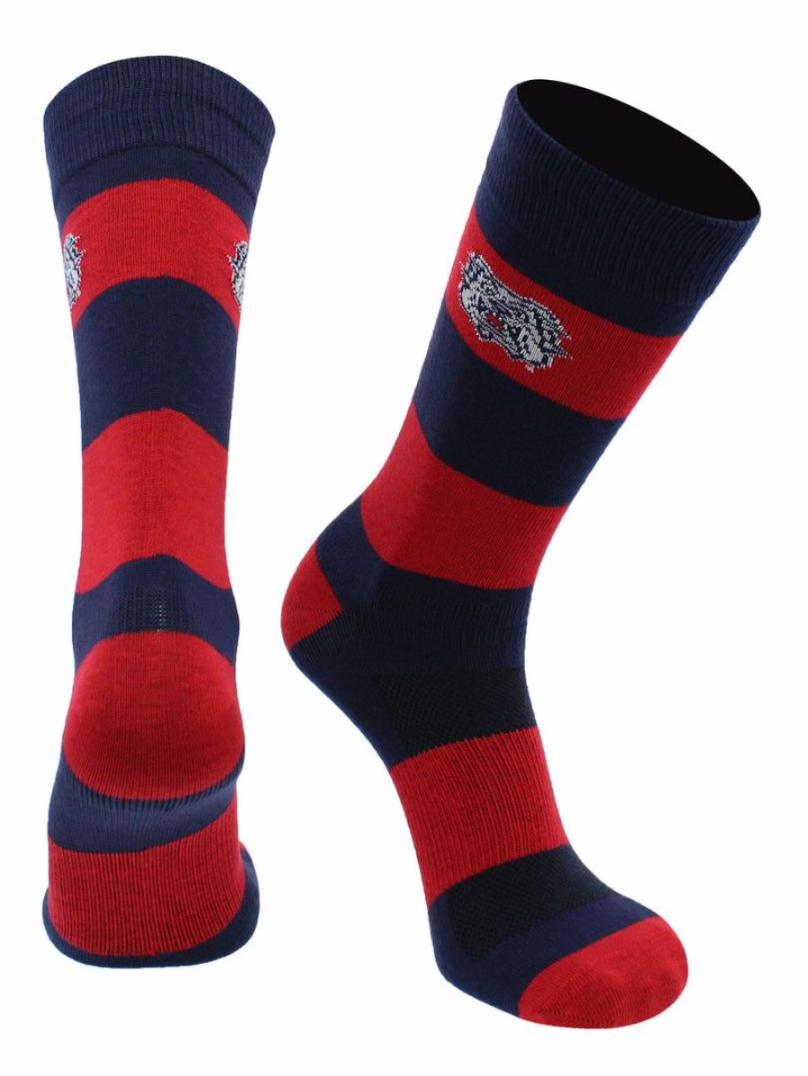 Ncaa Socks * | Buy Tck Fresno State Bulldogs Socks Game Day Striped Crew Socks All Schools Cardinal/Blue