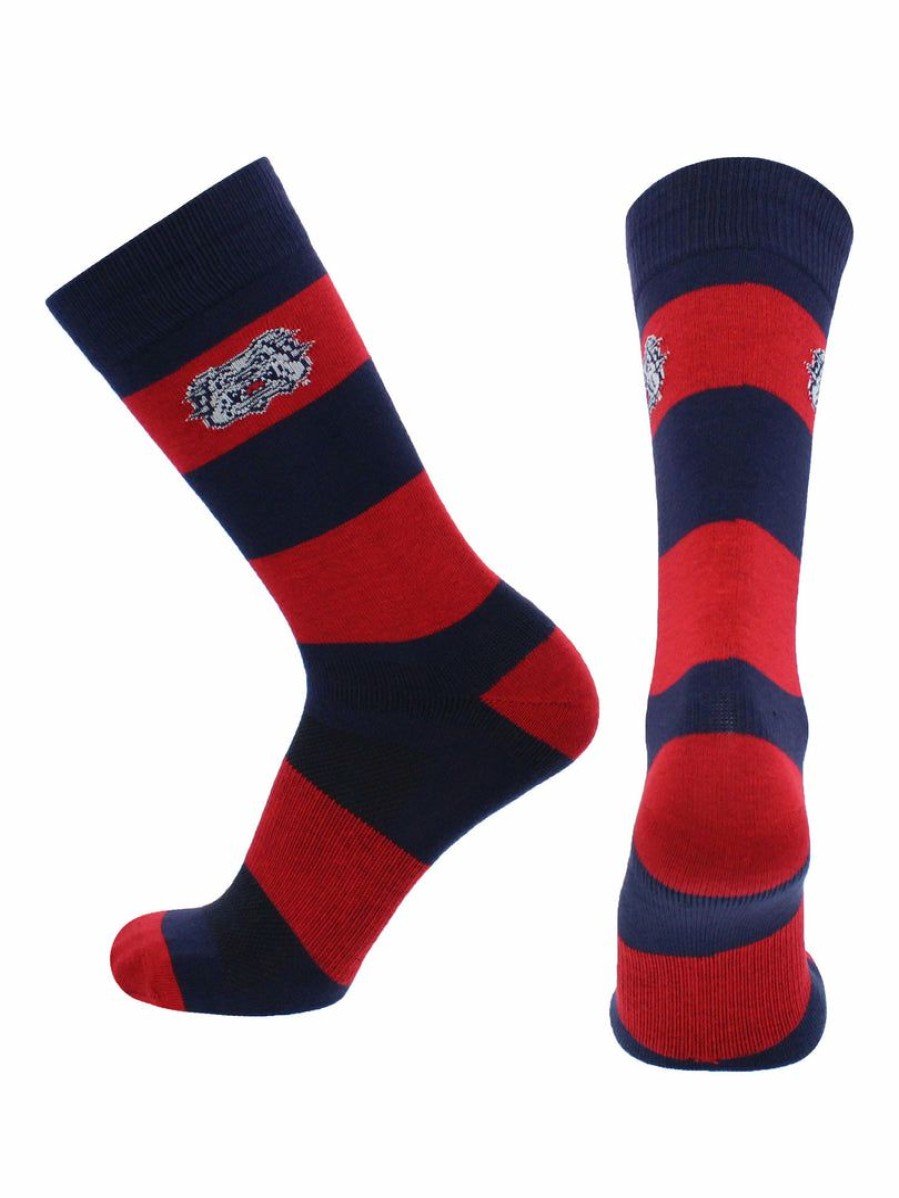 Ncaa Socks * | Buy Tck Fresno State Bulldogs Socks Game Day Striped Crew Socks All Schools Cardinal/Blue