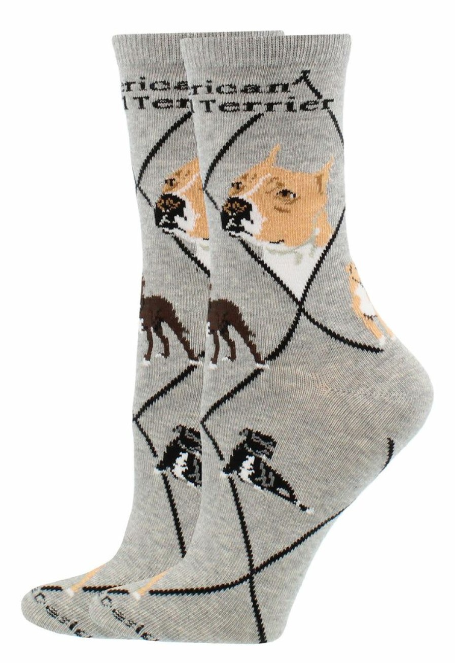 Ncaa Socks * | Discount Whd American Pit Bull Terrier Socks For Women Gift For Dog Lovers Crazy Socks Crew