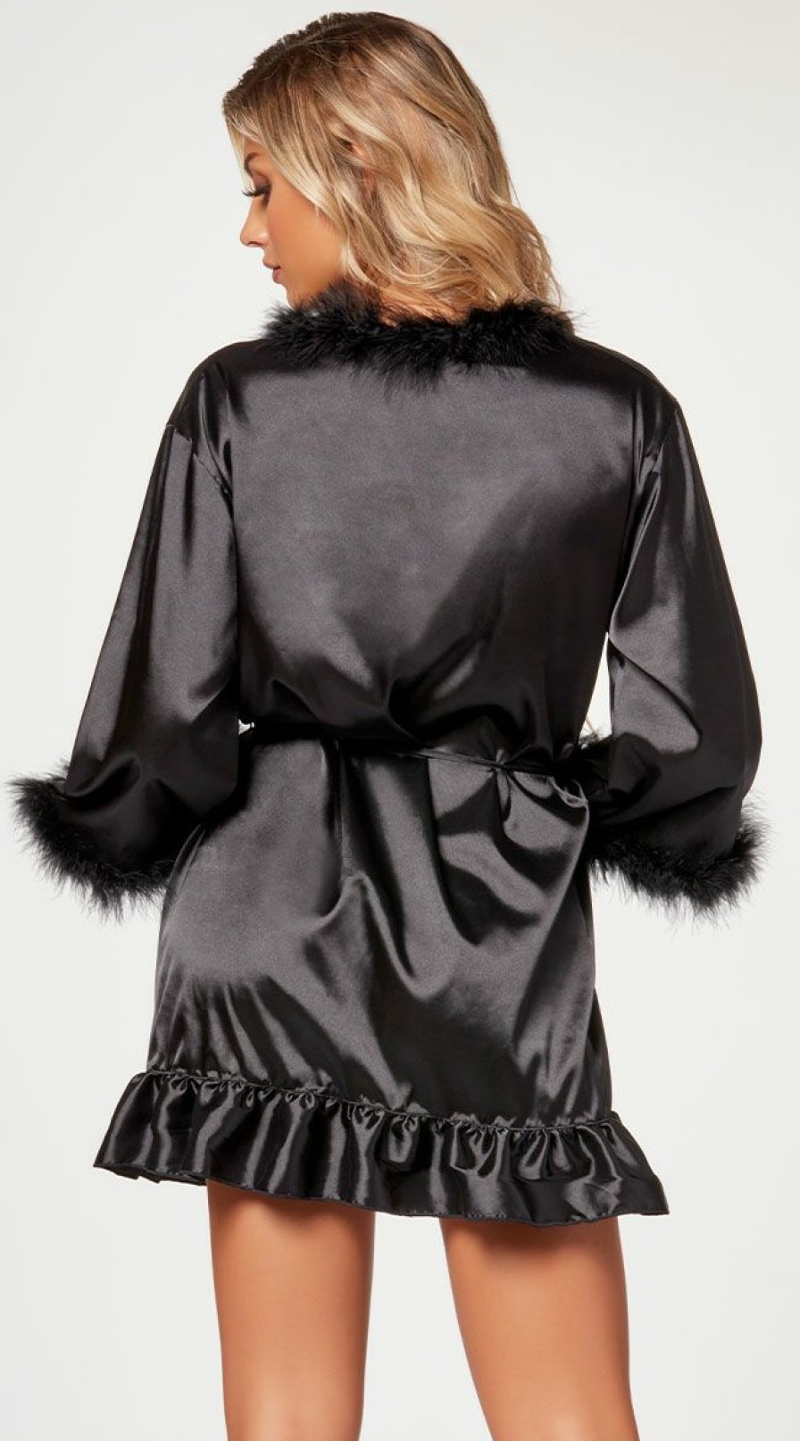 Lingerie * | Seven 'Til Midnight Fuzzy Silk Short Robe