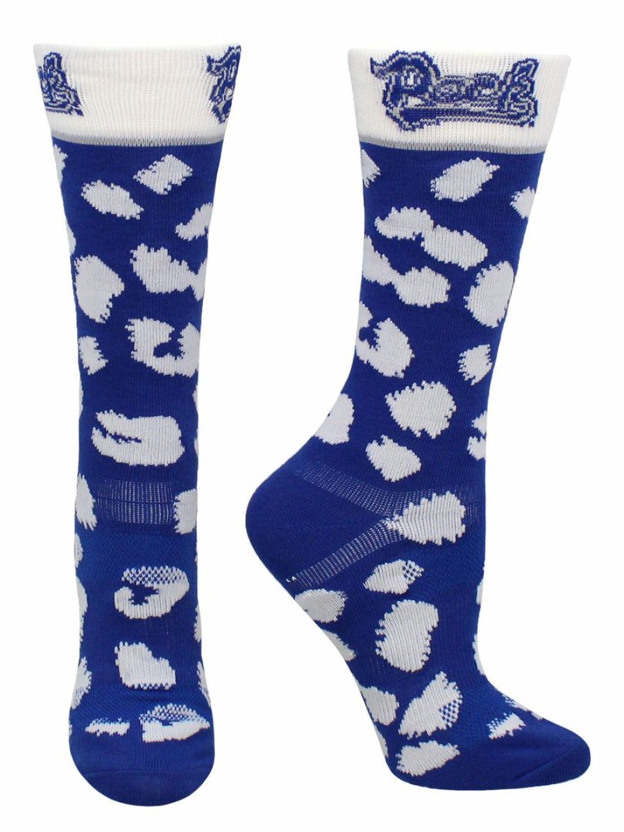 Ncaa Socks * | Best Deal Tck Nevada Wolf Pack Socks Womens Savage Crew Socks Blue/White