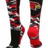 Ncaa Socks * | Discount Tck Sports Louisville Cardinals Socks Woodland Camo Crew Black/Red