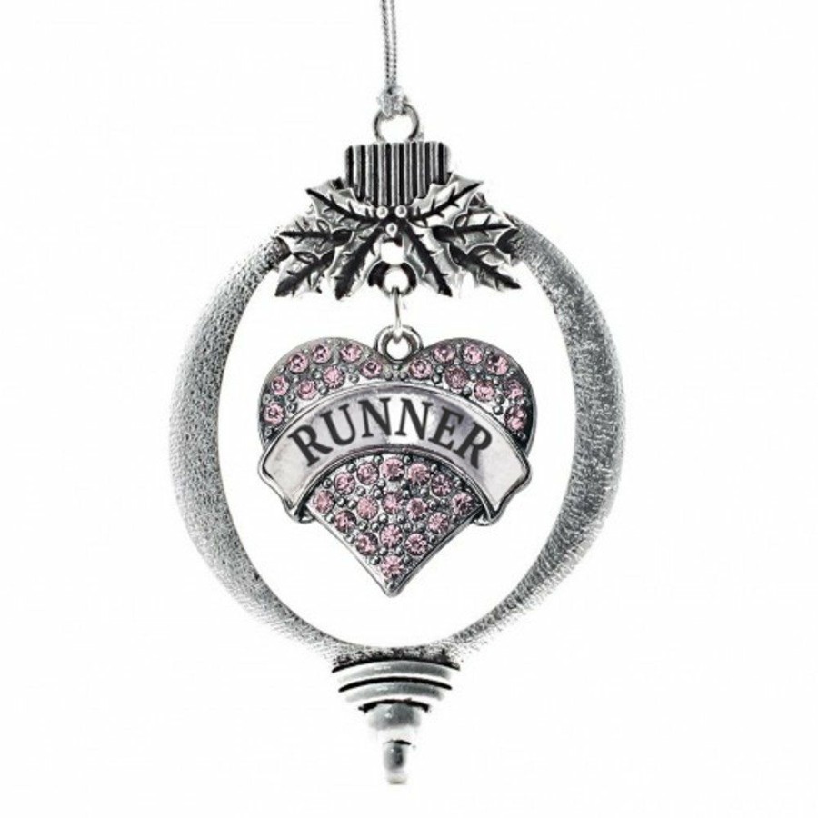 Accessories * | Coupon Madsportsstuff Christmas Ornament With Crystal Runner Heart Charm Ornaments