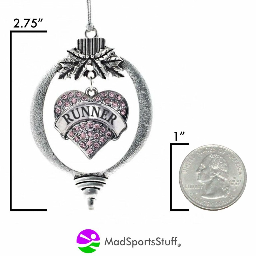 Accessories * | Coupon Madsportsstuff Christmas Ornament With Crystal Runner Heart Charm Ornaments