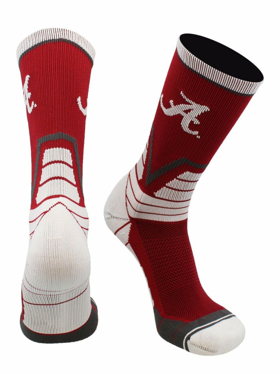 Ncaa Socks * | Hot Sale Tck All Schools Alabama Crimson Tide Victory Crew Socks Crimson/White