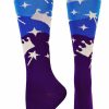 Ncaa Socks * | Best Reviews Of Madsportsstuff Neon Princess Crowns And Wands Athletic Over The Calf Socks Neon Pink/Blue/Purple