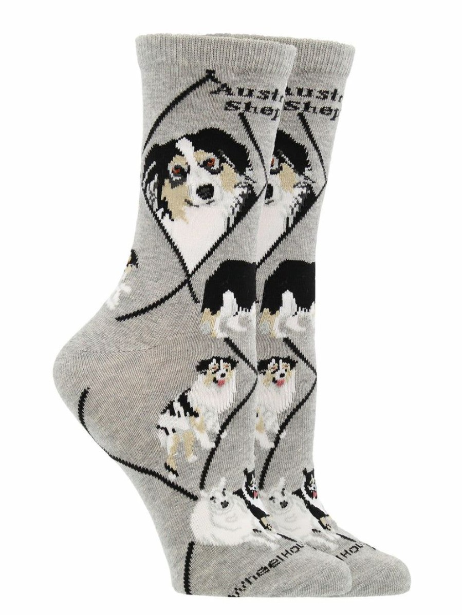 Ncaa Socks * | New Whd Australian Shepherd Socks For Women Gift For Dog Lovers Crazy Socks Crew