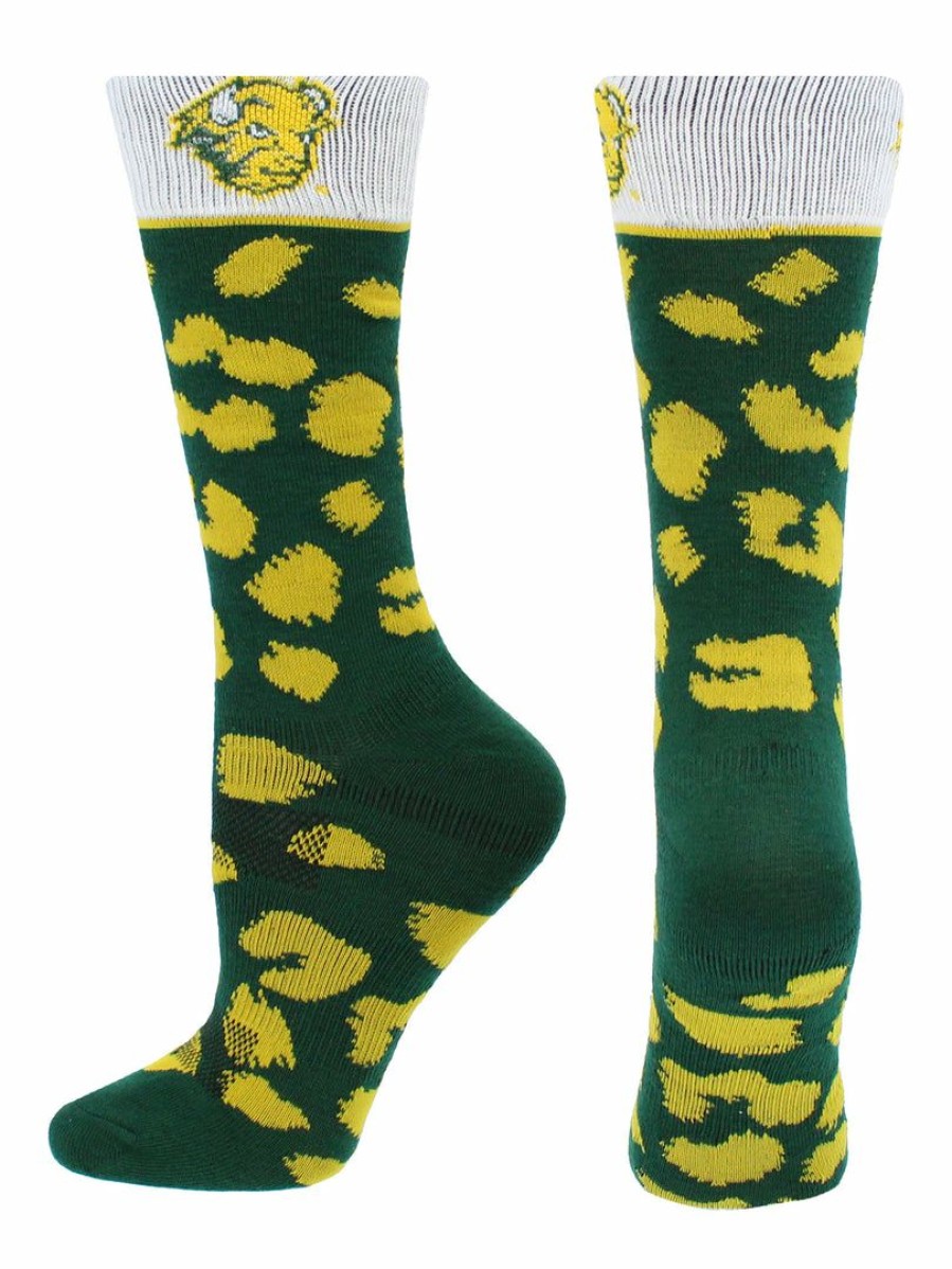 Ncaa Socks * | Coupon Tck North Dakota State Bison Socks Womens Savage Crew Socks Green/Yellow