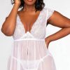 Lingerie * | Dreamgirl Plus Size Bridal Babe Flyaway Babydoll Set