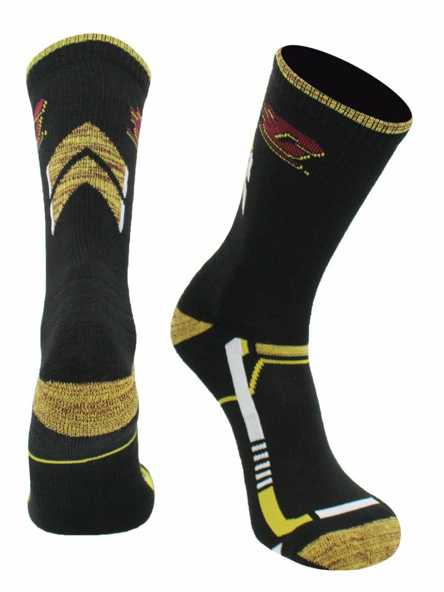 Ncaa Socks * | Best Deal Tck Central Michigan Chippewas Socks Game Day Striped Crew Socks Maroon/Gold