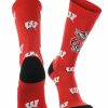 Ncaa Socks * | Top 10 Tck All Schools Wisconsin Badgers Socks Crew Length Sock Mayhem Red/Black/White