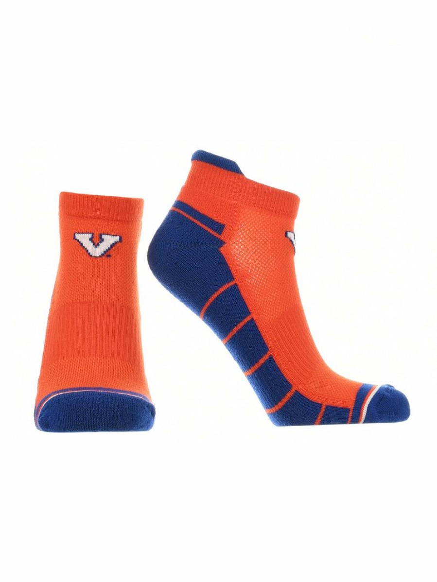 Ncaa Socks * | Best Sale Tck Virginia Cavaliers Low Cut Ankle Socks With Tab All Schools Orange/Blue