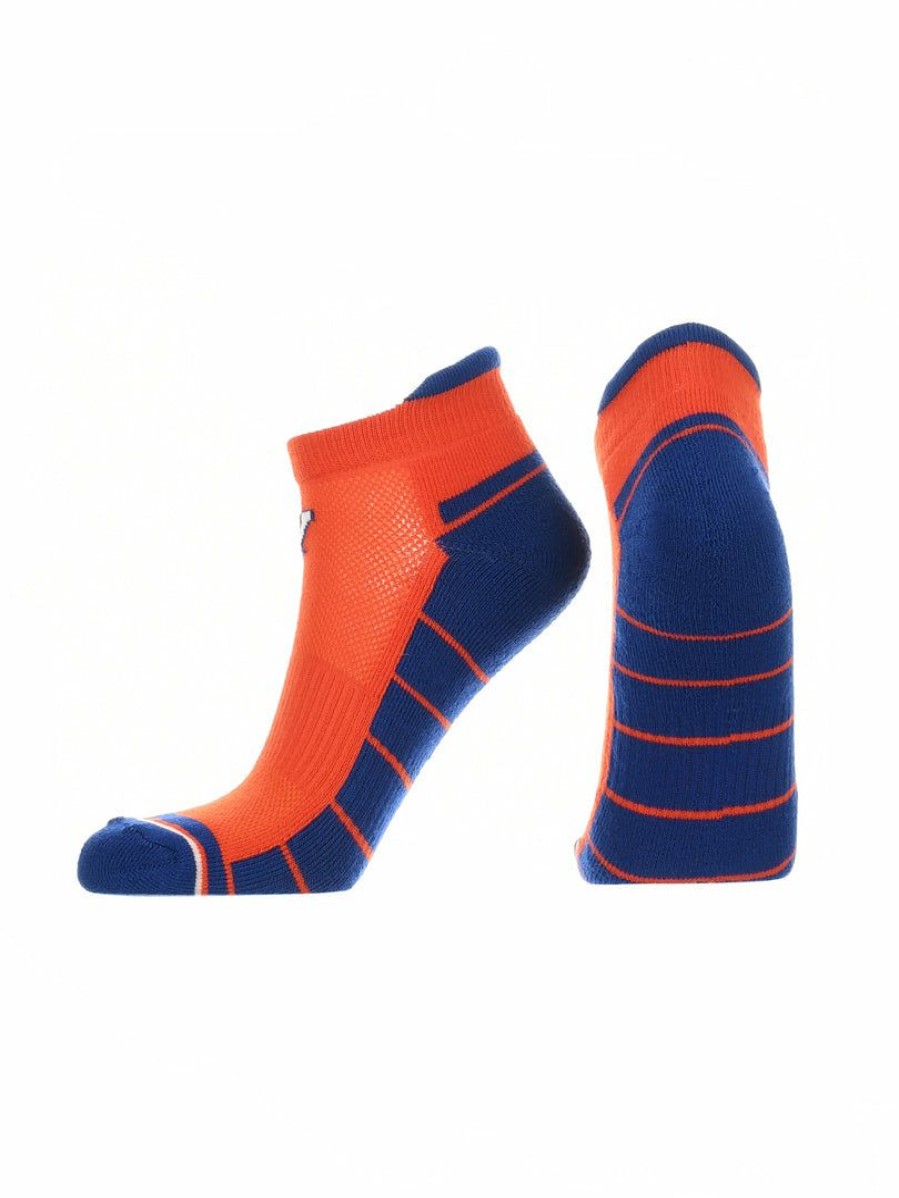 Ncaa Socks * | Best Sale Tck Virginia Cavaliers Low Cut Ankle Socks With Tab All Schools Orange/Blue