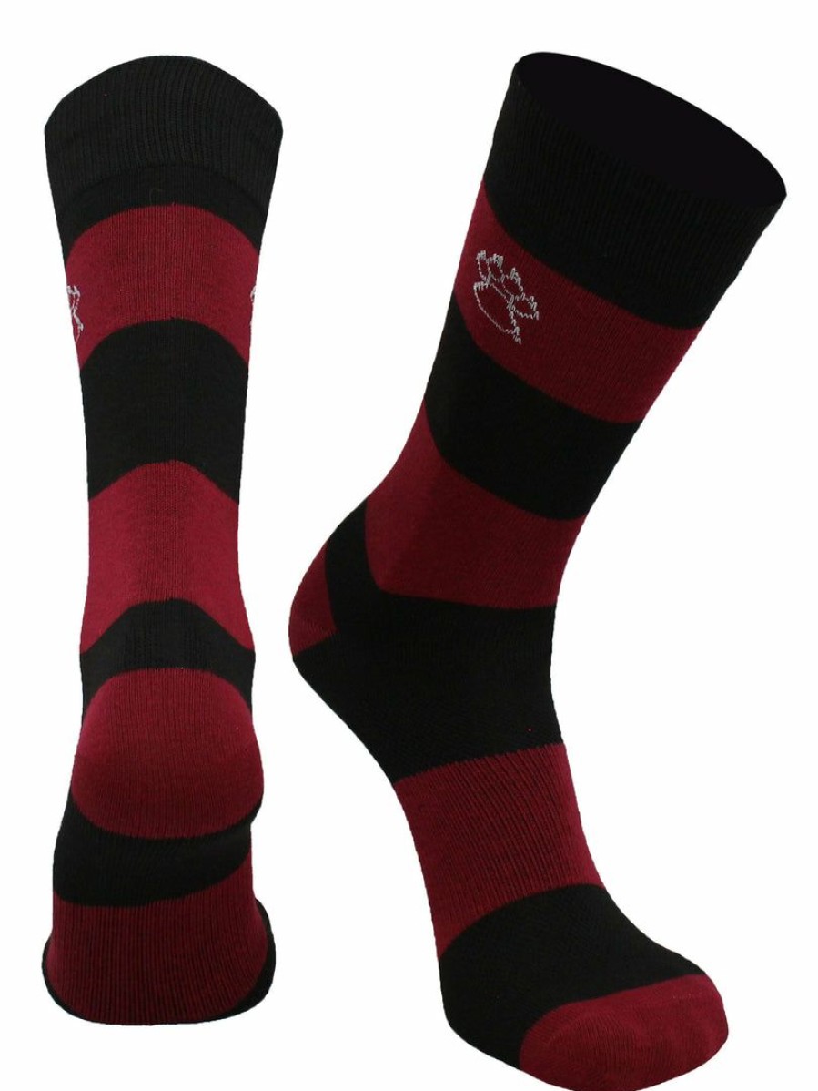 Ncaa Socks * | Discount Tck New Mexico Lobos Socks Game Day Striped Crew Socks All Schools Red/Black