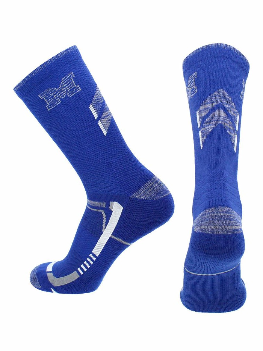 Ncaa Socks * | Promo Tck Memphis Tigers Socks University Of Memphis Tigers Champion Crew Socks All Schools Blue/Gray