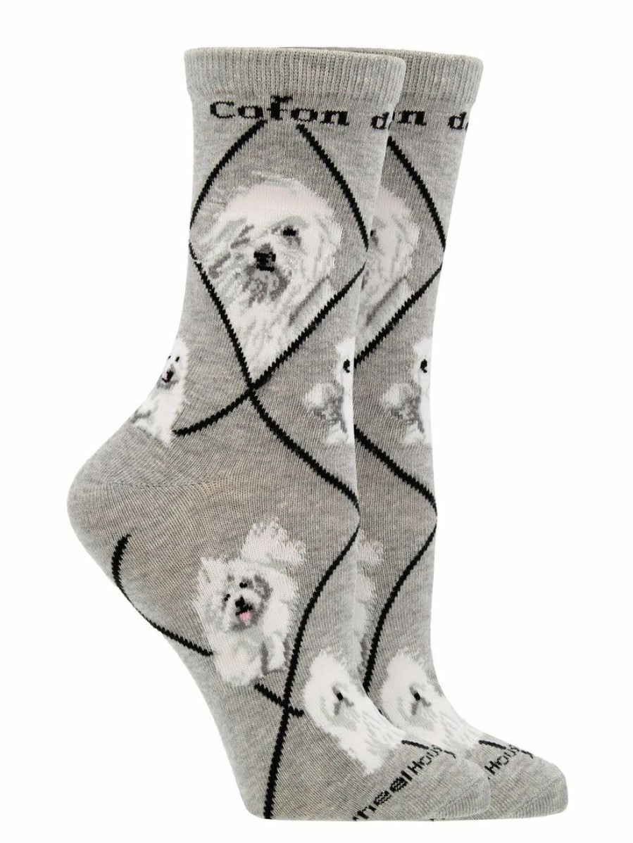 Ncaa Socks * | Best Sale Whd Coton De Tulear Socks For Women Gift For Dog Lovers Crazy Socks Crew Gray