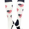 Ncaa Socks * | Cheapest Madsportsstuff Love Usa American Flag Heart Socks Over The Calf White/Navy/Red