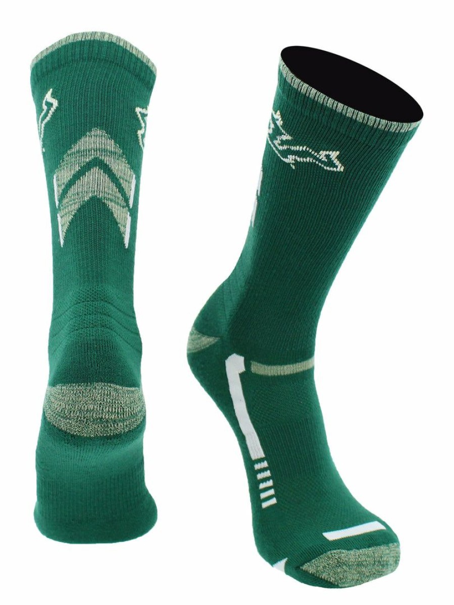 Ncaa Socks * | Best Sale Tck Usf Bulls Socks University Of South Florida Bulls Champion Crew Socks All Schools Green/Gold