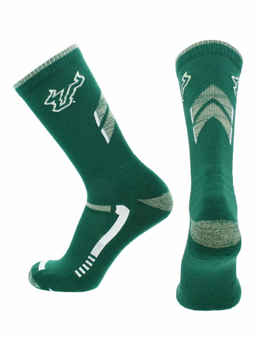 Ncaa Socks * | Best Sale Tck Usf Bulls Socks University Of South Florida Bulls Champion Crew Socks All Schools Green/Gold