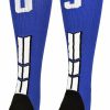 Ncaa Socks * | Brand New Madsportsstuff Royal Player Id Custom Number Over The Calf Socks For Softball Baseball Football Boys And Girls