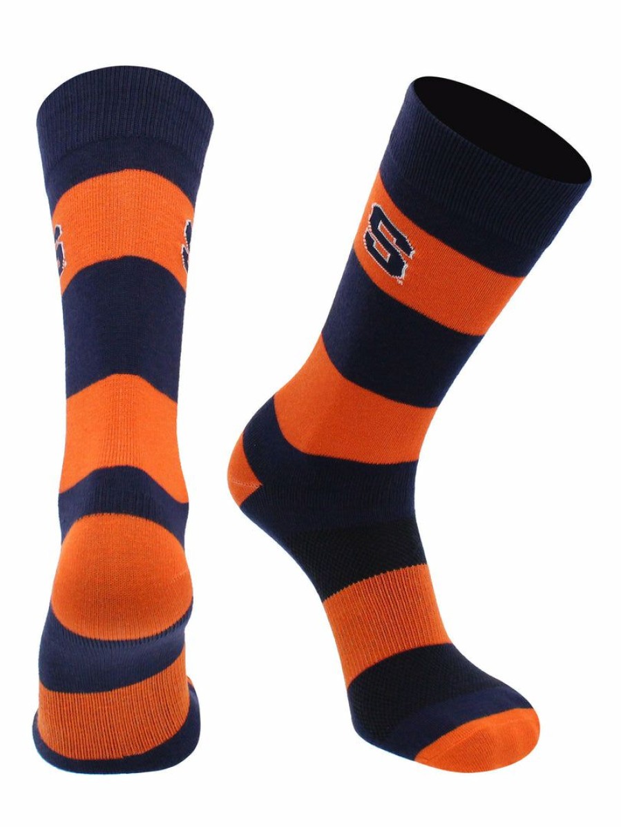 Ncaa Socks * | Cheap Tck All Schools Syracuse Orange Socks Game Day Striped Crew Socks Orange/Blue