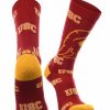 Ncaa Socks * | Coupon Tck All Schools Usc Trojans Socks Crew Length Sock Mayhem Red/Gold