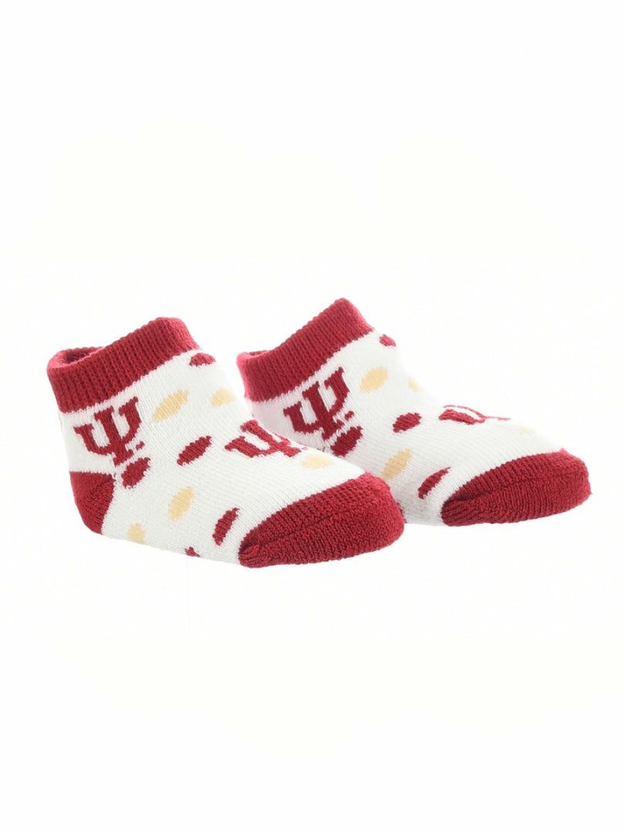 Ncaa Socks * | New Tck Indiana Hoosiers Toddler Socks Low Cut Little Fan Crimson/Cream/White