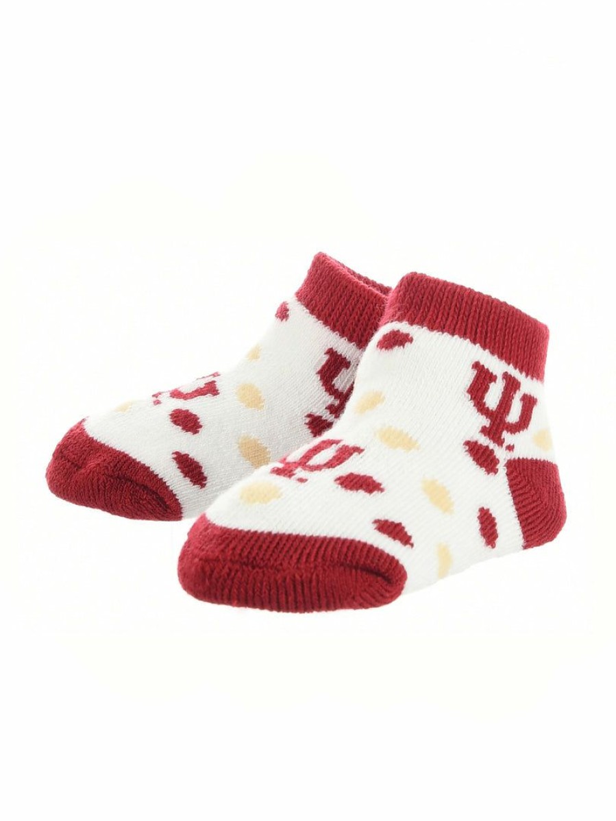 Ncaa Socks * | New Tck Indiana Hoosiers Toddler Socks Low Cut Little Fan Crimson/Cream/White