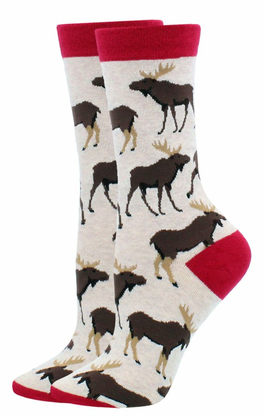 Ncaa Socks * | Budget Whd Moose Socks For Women Gift For Animal Lovers Crazy Socks Crew