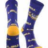 Ncaa Socks * | Flash Sale Tck All Schools Lsu Tigers Socks Crew Length Sock Mayhem Purple/Gold