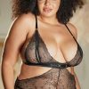 Lingerie * | Allure Lingerie Plus Size Sneak A Peek Crotchless Chemise Set