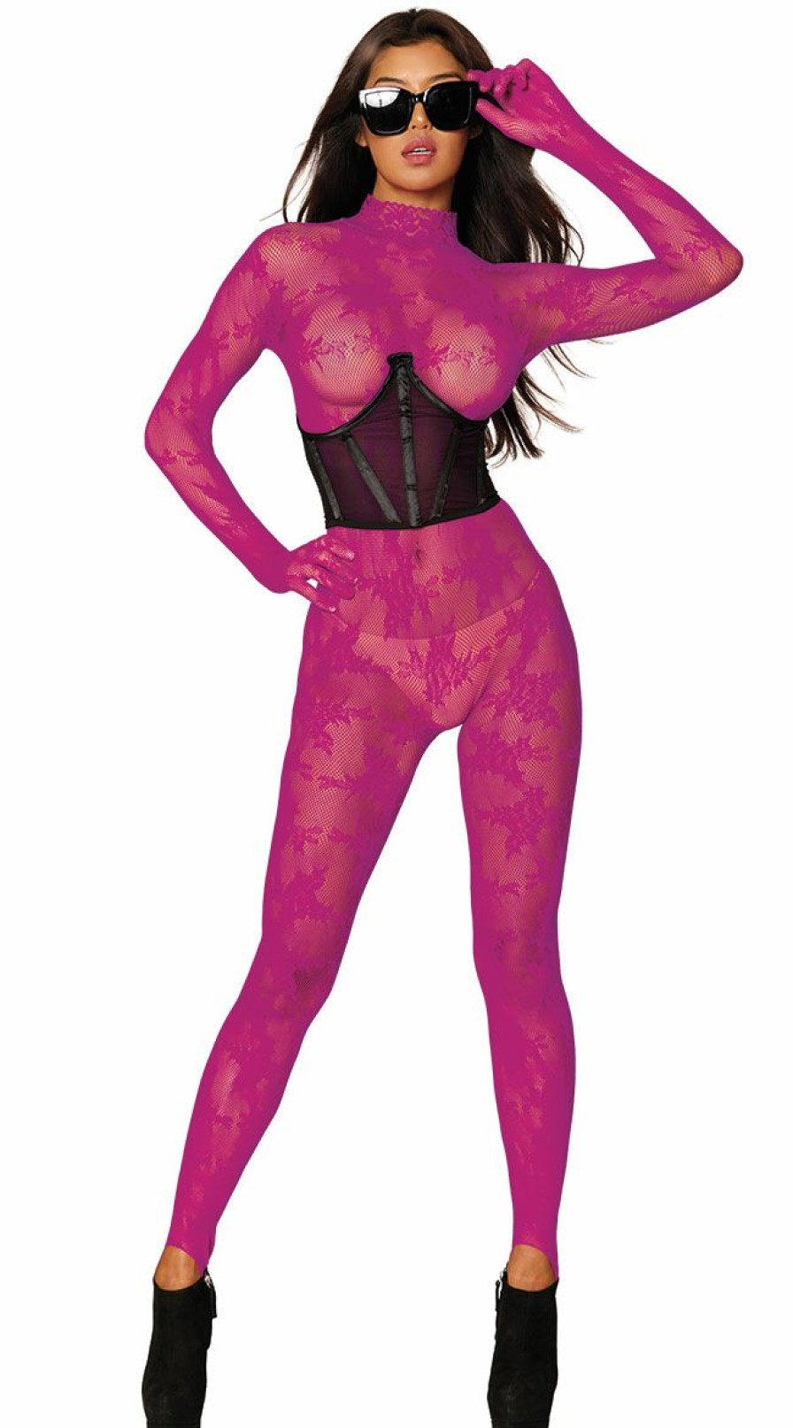 Lingerie * | Dreamgirl Azalea Floral Bodystocking