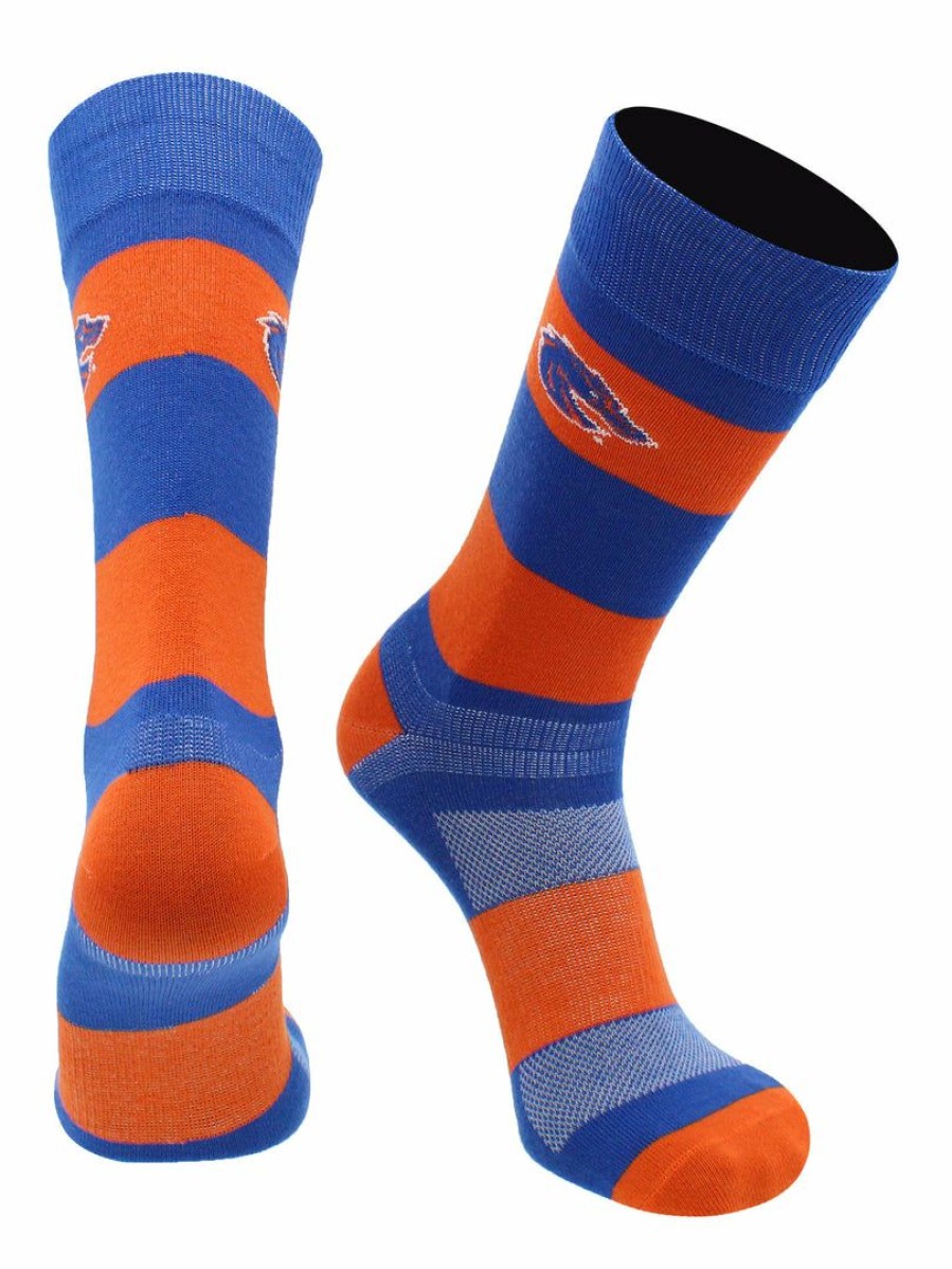 Ncaa Socks * | Flash Sale Tck Boise State Broncos Socks Game Day Striped Crew Socks All Schools Blue/Orange