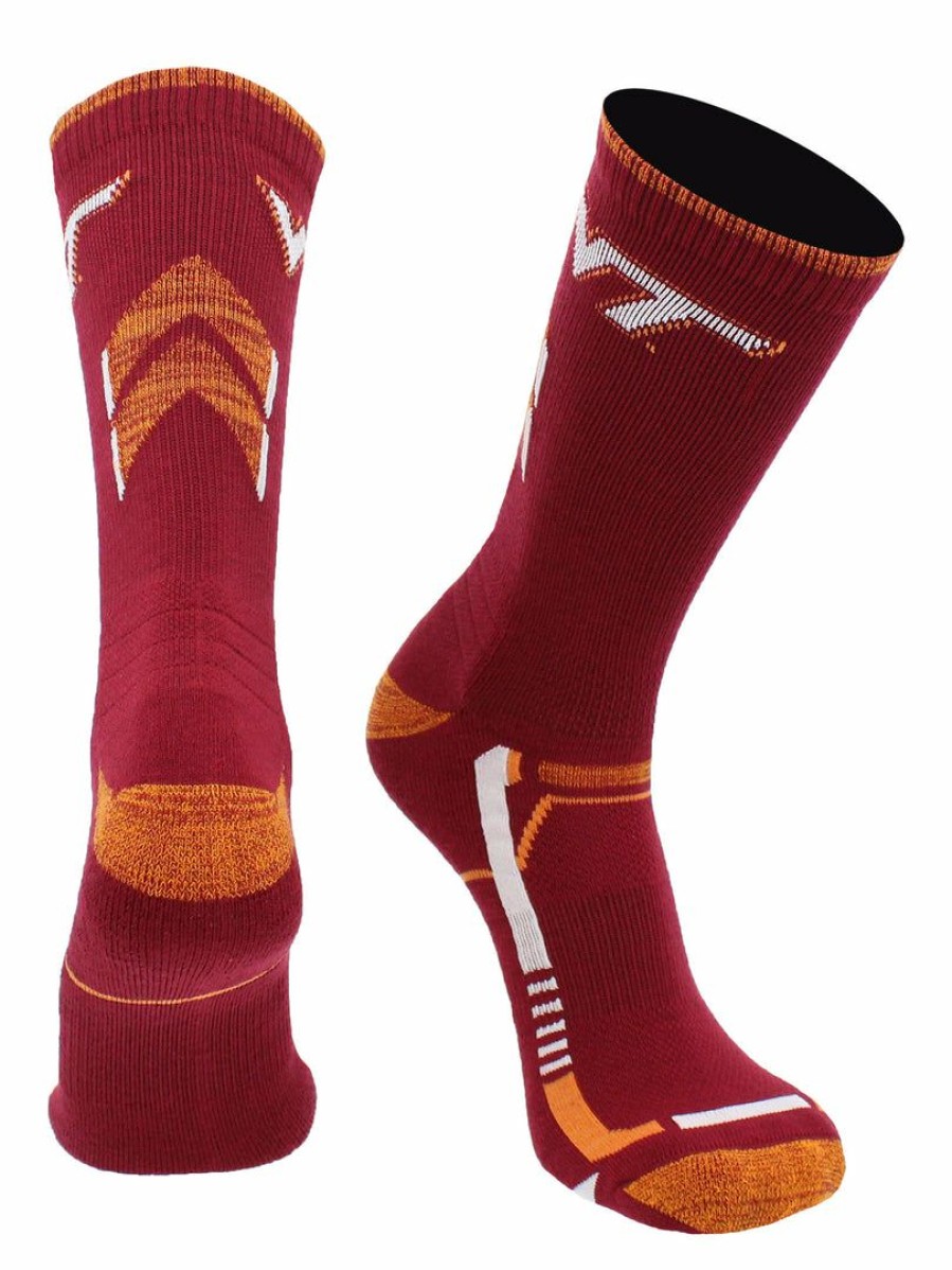 Ncaa Socks * | Outlet Tck Virginia Tech Hokies Socks Virginia Tech University Hokies Champion Crew Socks All Schools Maroon/Gold