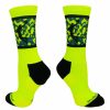 Ncaa Socks * | Wholesale Madsportsstuff Basketball Socks With Player On Camo Crew Socks Neon Yellow/Black