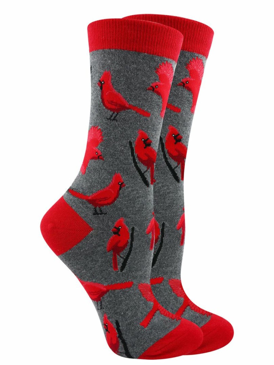 Ncaa Socks * | Buy Whd Crazy Socks Crew Cardinal Bird Socks For Women Gift For Bird Lovers Dark Gray